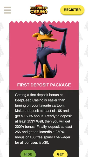 Beep Beep Casino bonuses